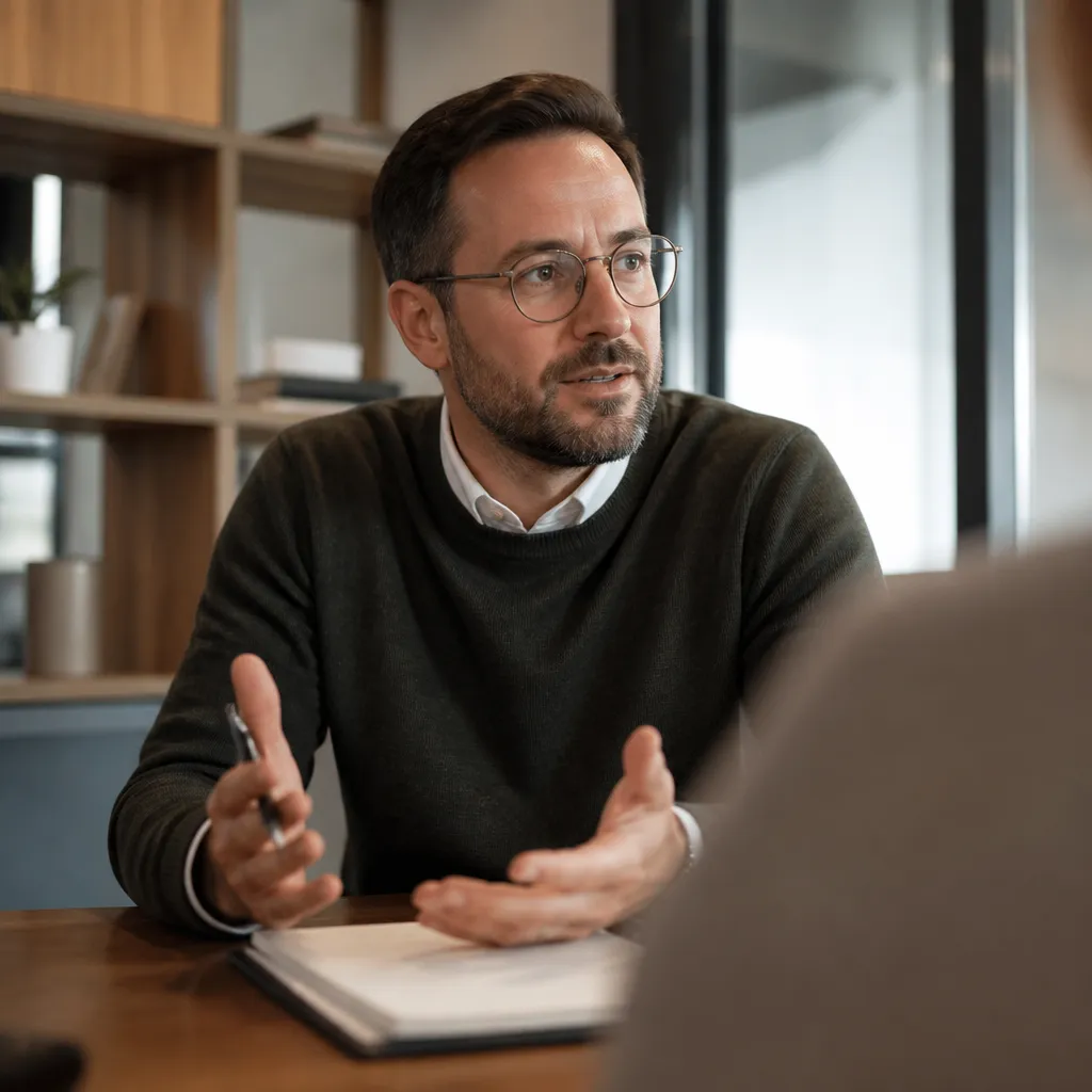 Formateur d’anglais dans un environnement de bureau chaleureux