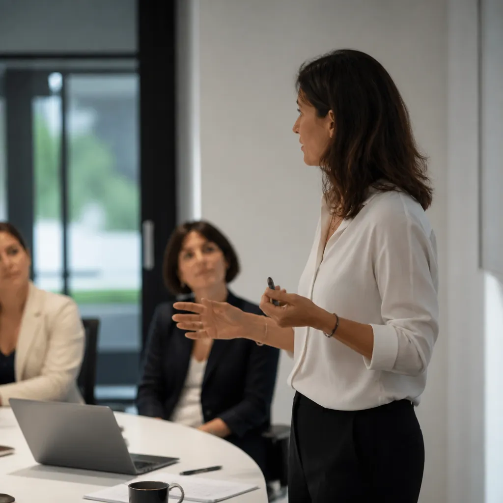 Formatrice d’anglais dans une salle de réunion d’entreprise